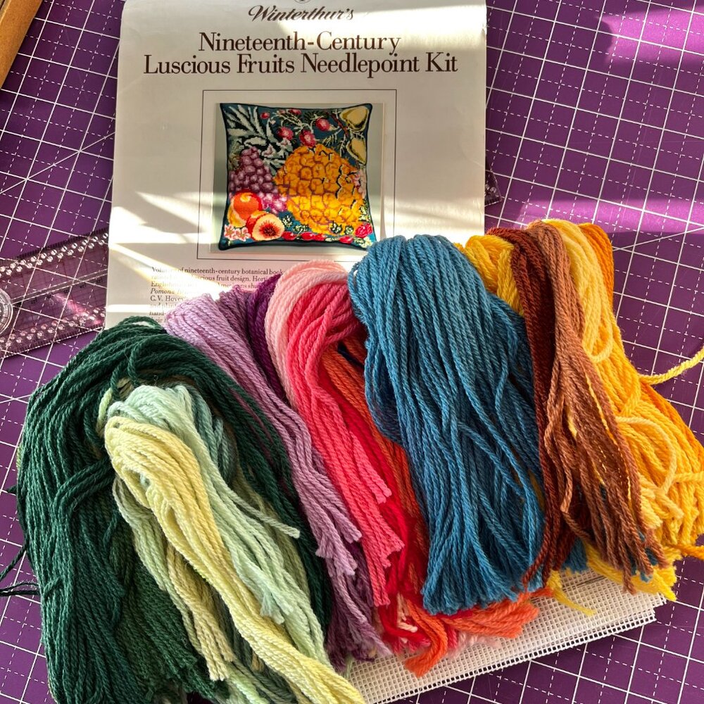 RARE! NEEDLEPOINT KIT *  Lucious FRUITS * Winthurthur